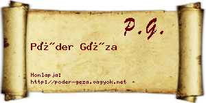 Póder Géza névjegykártya