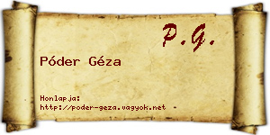 Póder Géza névjegykártya