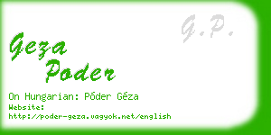 geza poder business card